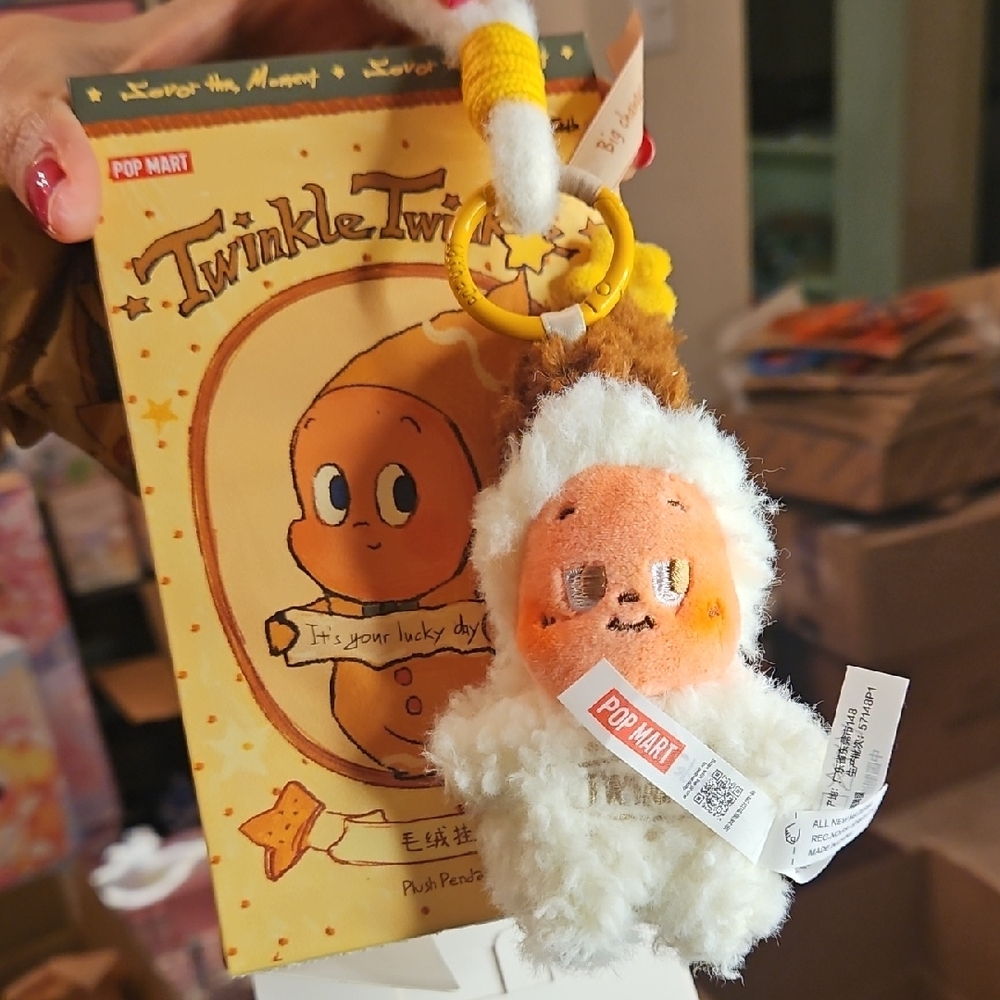 Twinkle Twinkle Plush Pendant - White and Orange